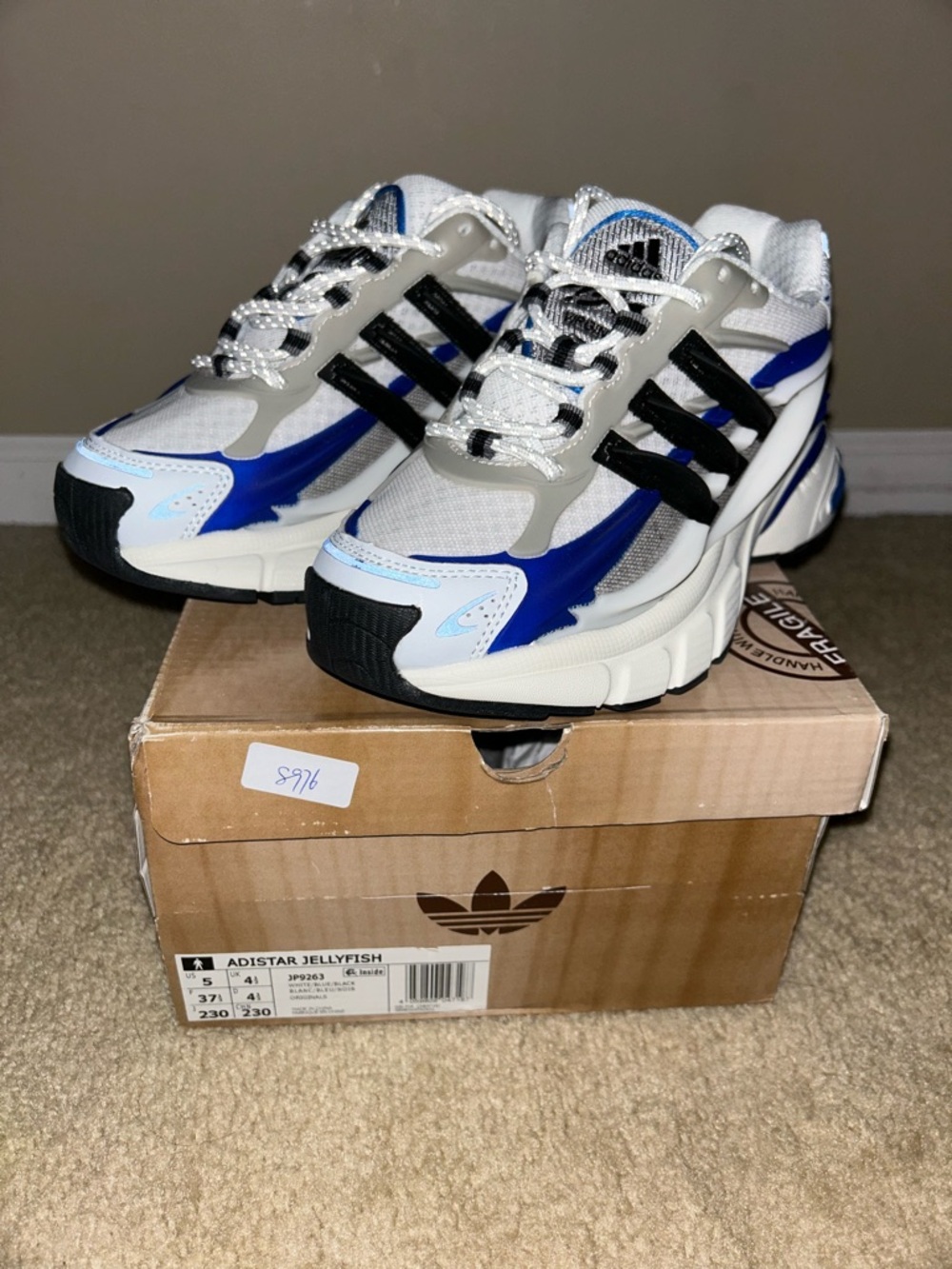 Adidas Men’s Jellyfish Royal Blue and White Athletic Sneakers